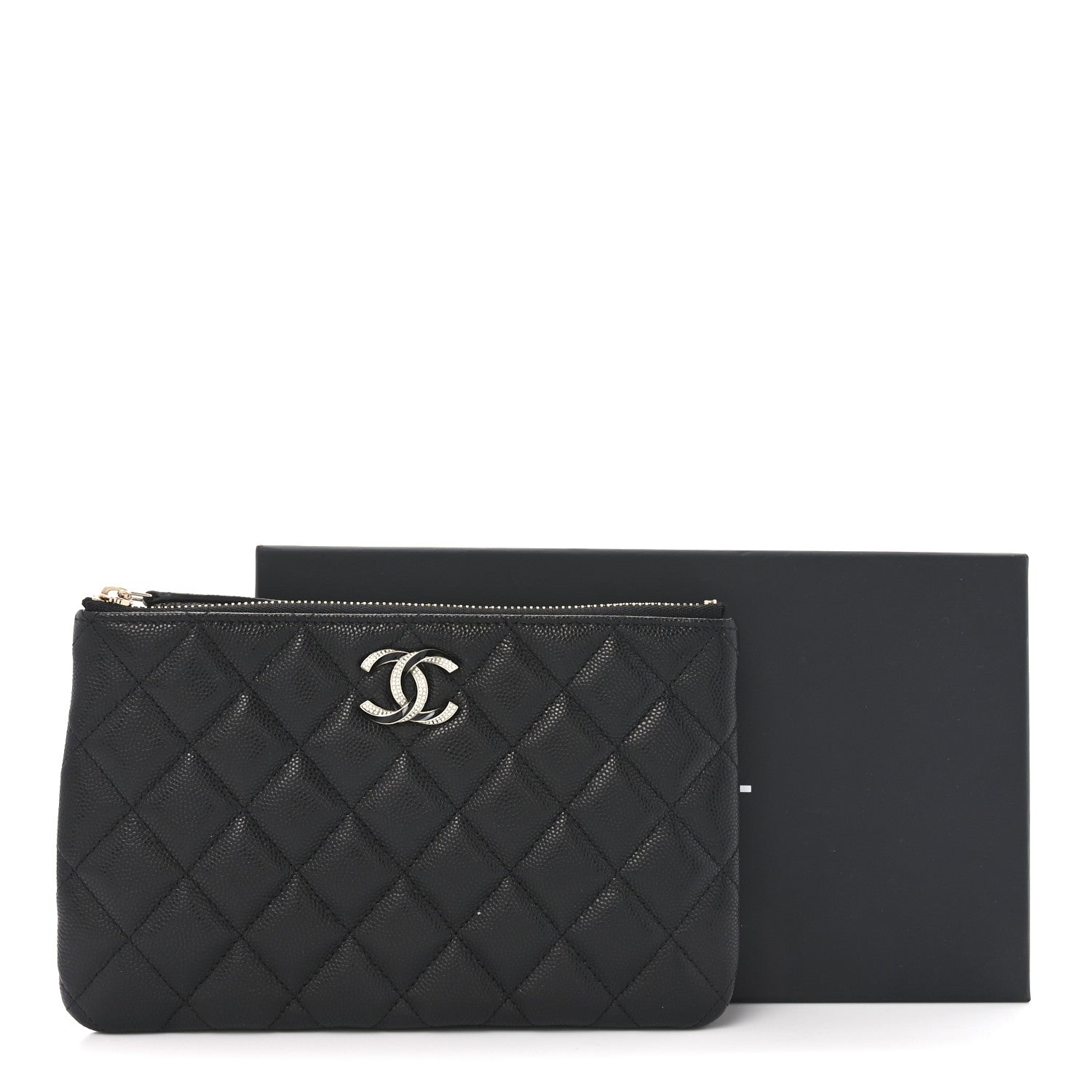 Chanel Caviar Quilted Crystal Enamel Cosmetic Case Black 8 of 8