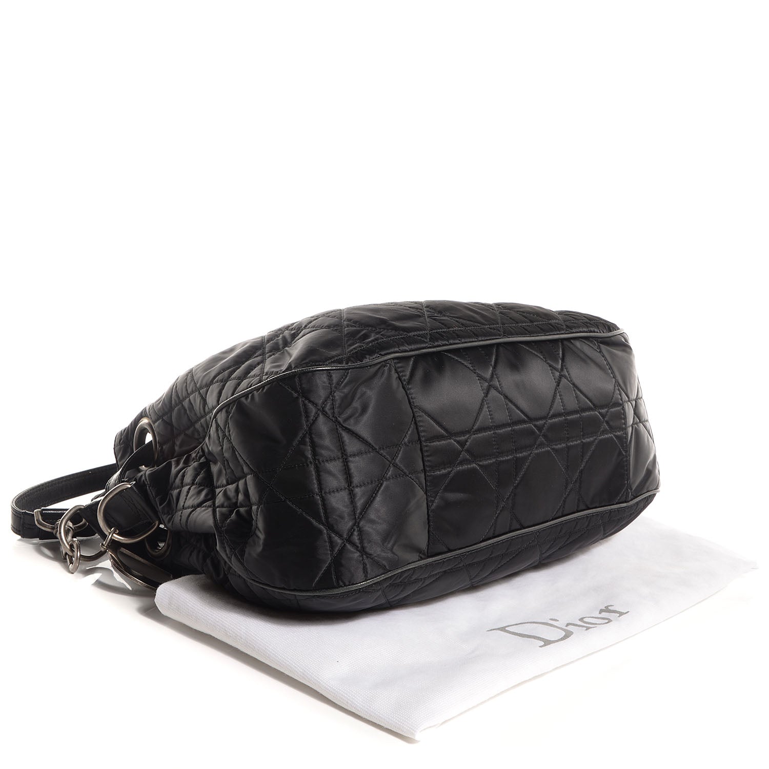 Christian Dior Nylon Cannage Drawstring Bag Black 4 of 7