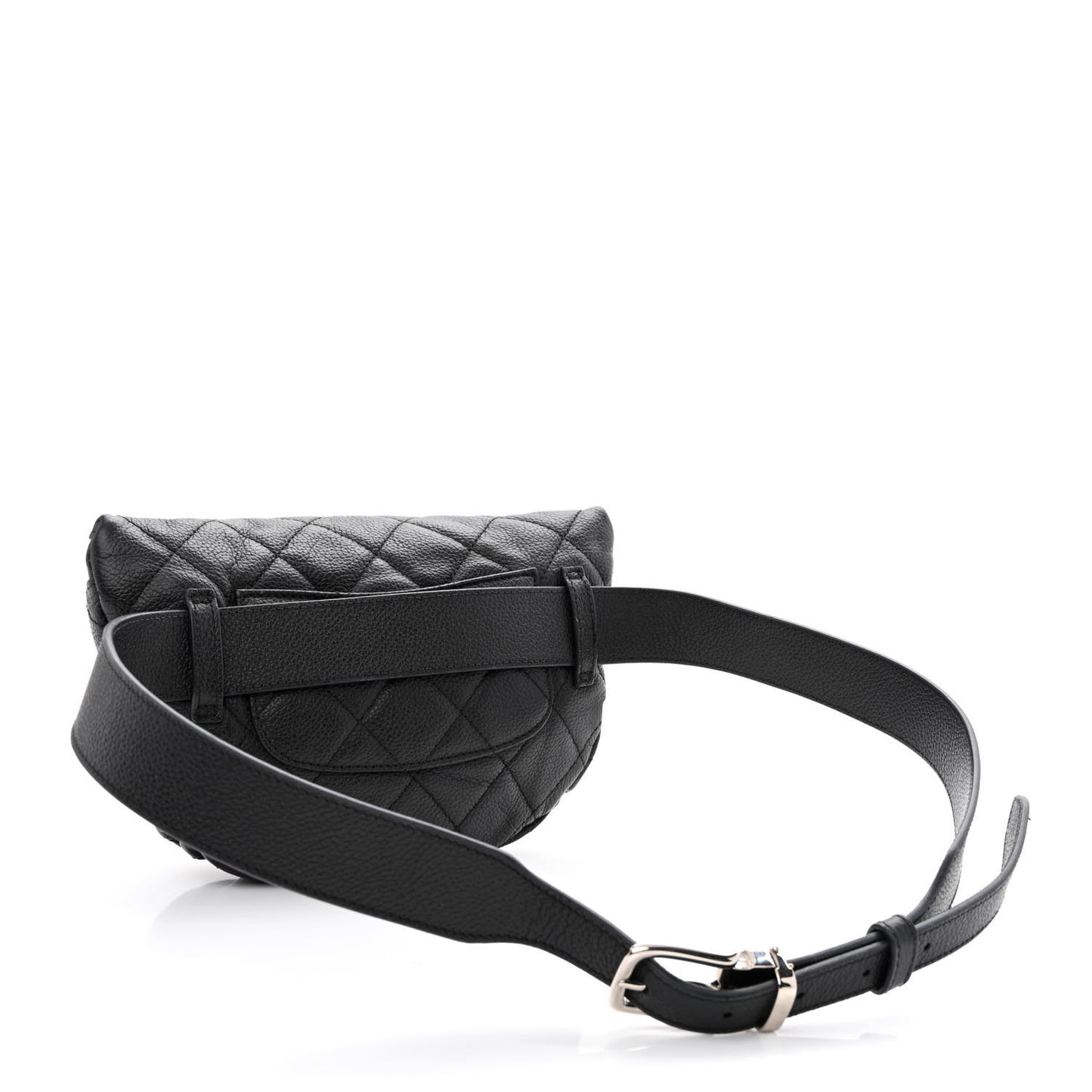 Grained Calfskin Quilted Waist Belt Bag Black