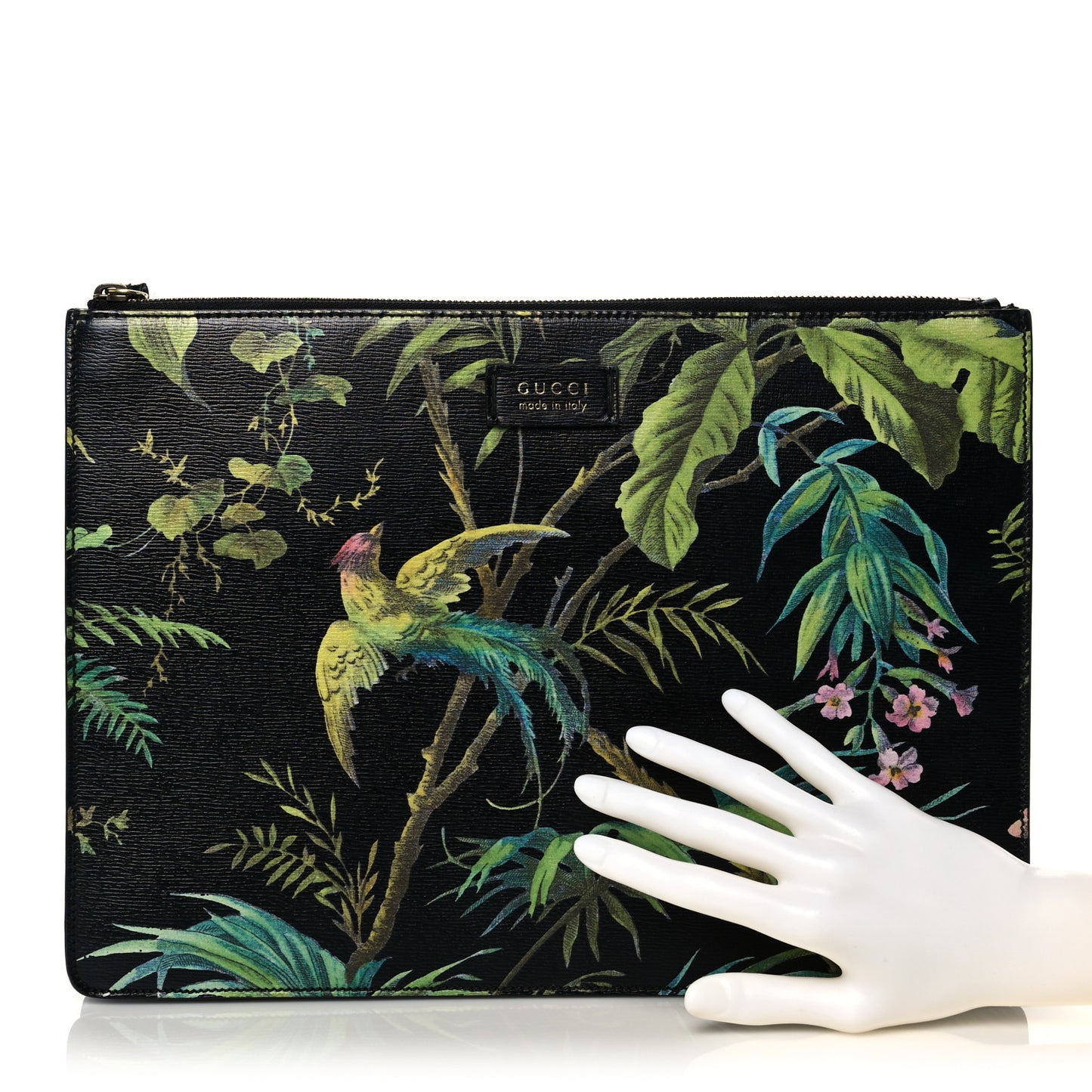 Calfskin Tropical Print Messenger Black