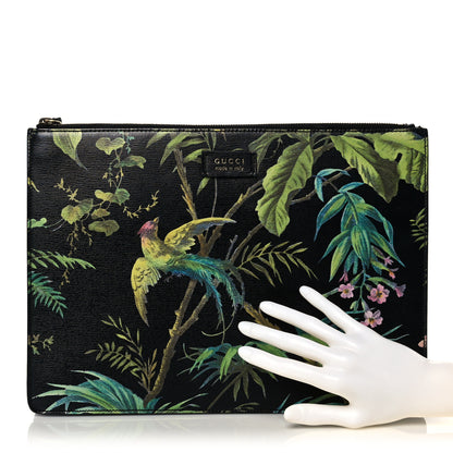 Gucci Calfskin Tropical Print Messenger Black 2 of 13