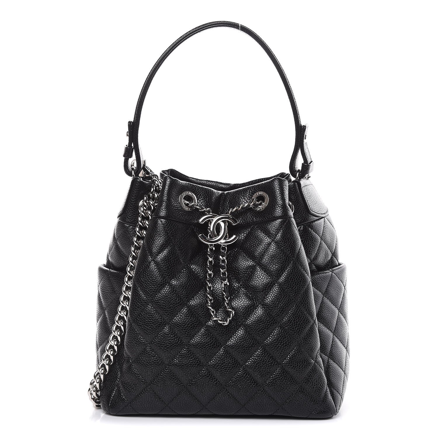 Chanel Caviar Quilted Small Chain Bucket Bag Black 1 of 10