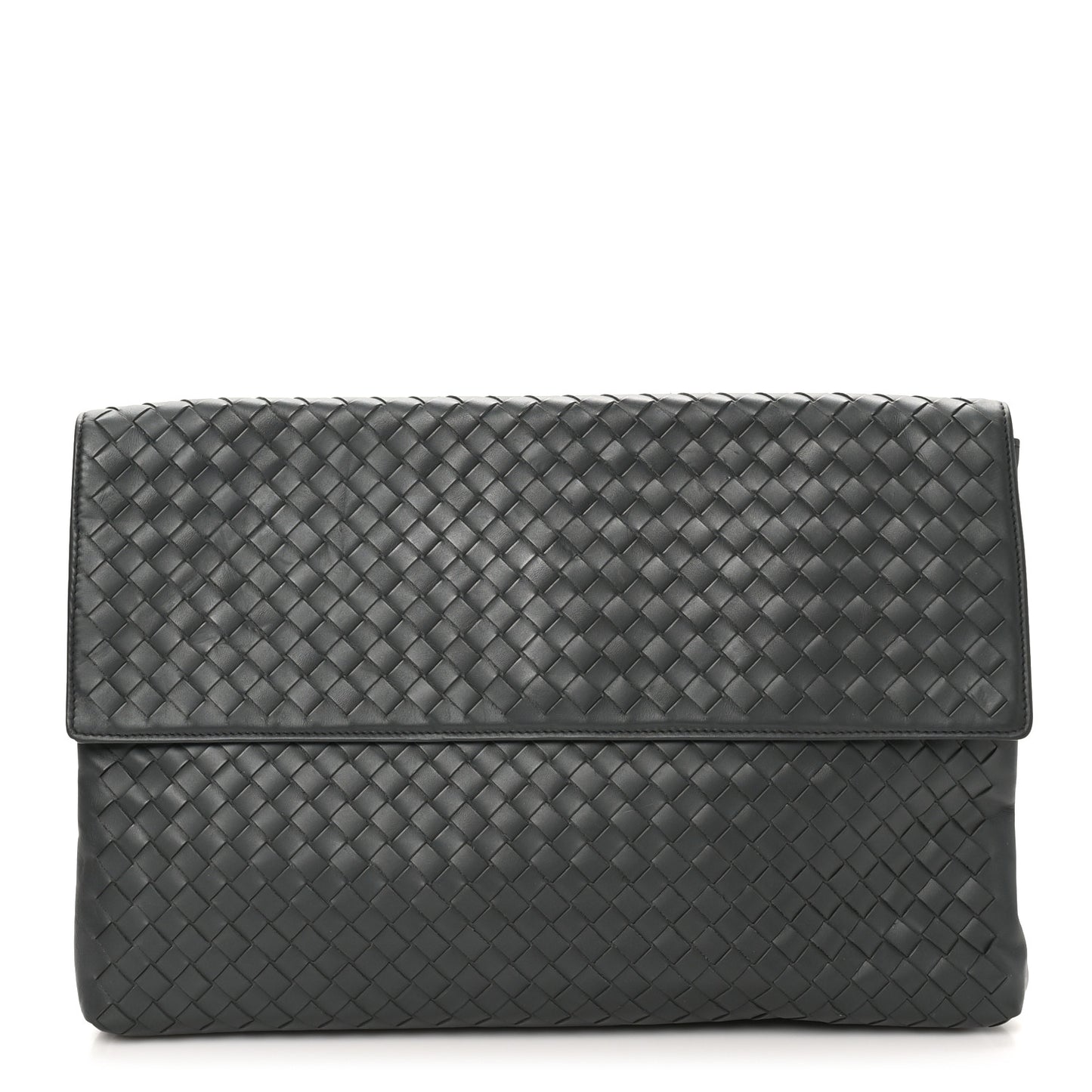 Nappa Intrecciato Flap Clutch Grey