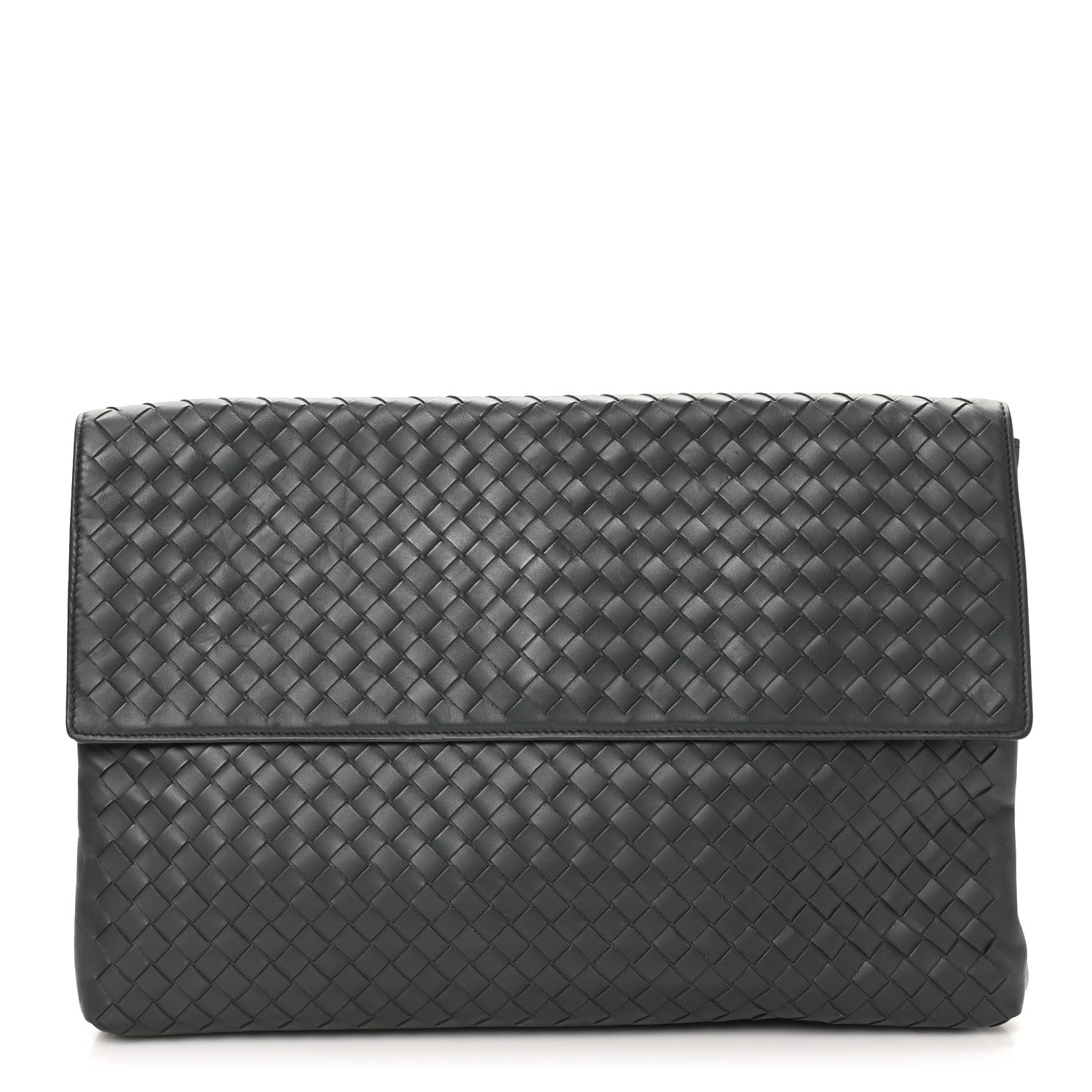 Bottega Veneta Nappa Intrecciato Flap Clutch Grey 1 of 8
