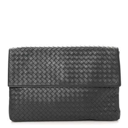 Bottega Veneta Nappa Intrecciato Flap Clutch Grey 1 of 8