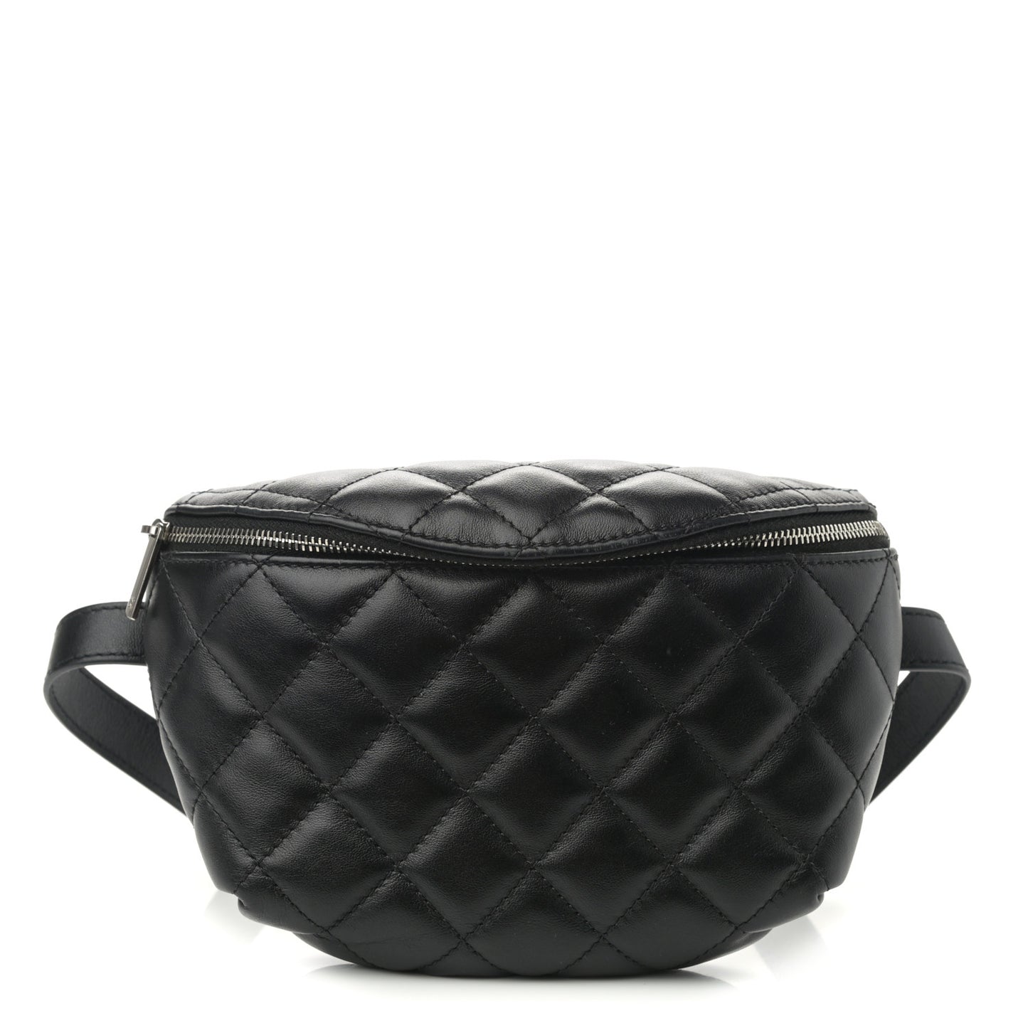 Lambskin Quilted Waist Belt Bag Black