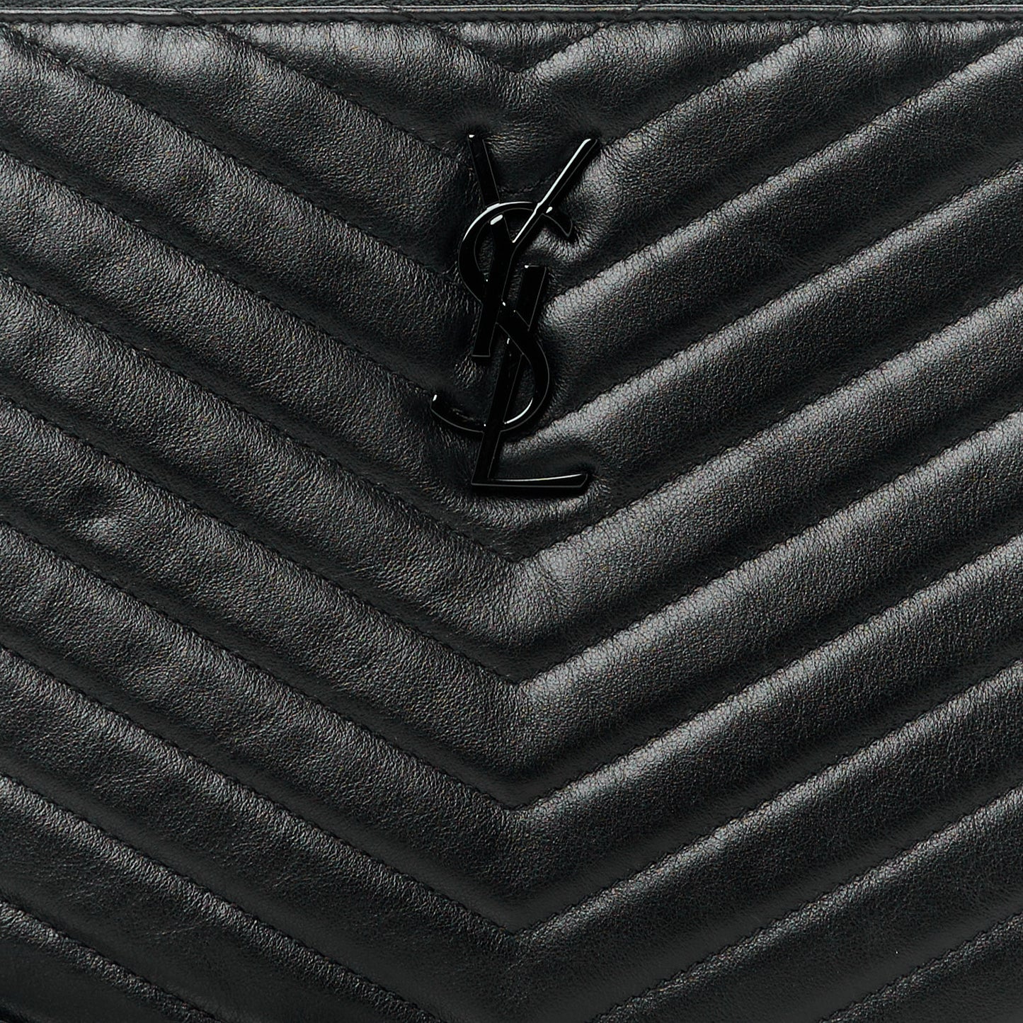 Calfskin Matelasse Chevron Monogram A5 Wristlet Black