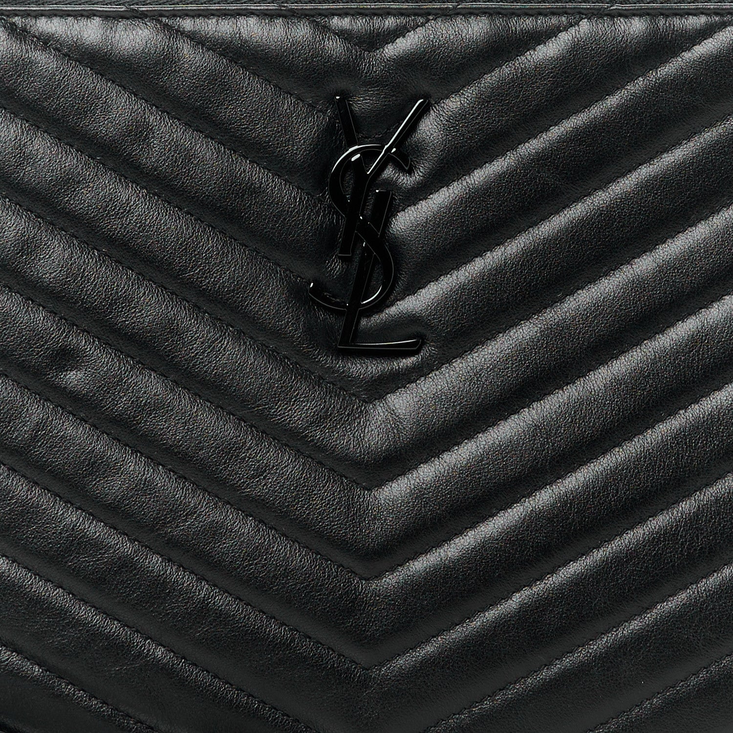 Saint Laurent Calfskin Matelasse Chevron Monogram A5 Wristlet Black 8 of 11