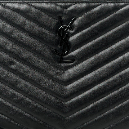 Saint Laurent Calfskin Matelasse Chevron Monogram A5 Wristlet Black 8 of 11