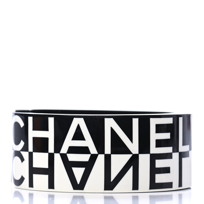 Chanel Resin CC Cuff Bracelet Black White 2 of 3