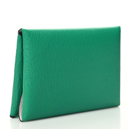 Hermes Chevre Mysore Verso Calvi Duo Card Case Menthe Rose Sakura 3 of 12