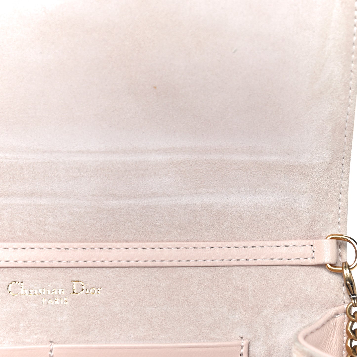 Calfskin Studded Diorama Wallet on Chain Pouch Nude