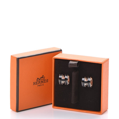 Hermes Rose Gold Lacquered Pop H Earrings Black 7 of 7