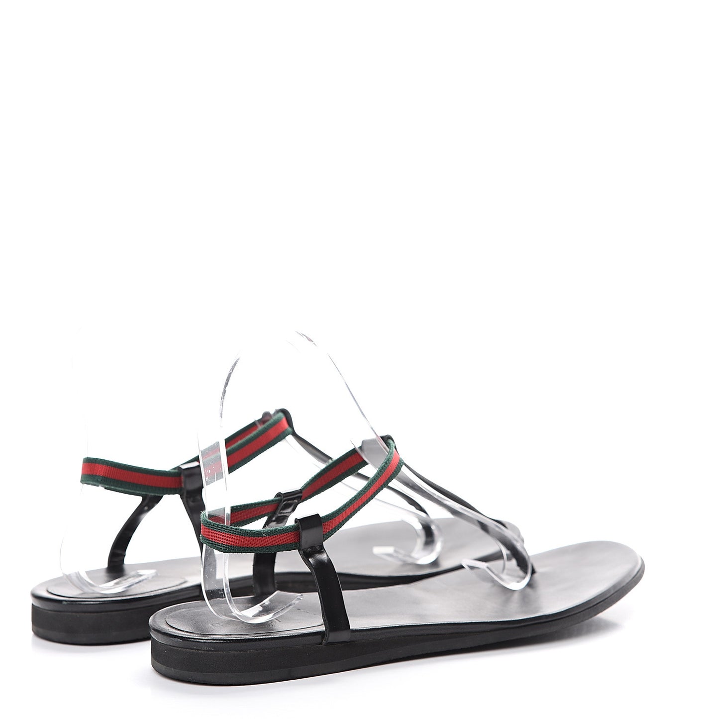Calfskin Web Thong Sandals 39 Black