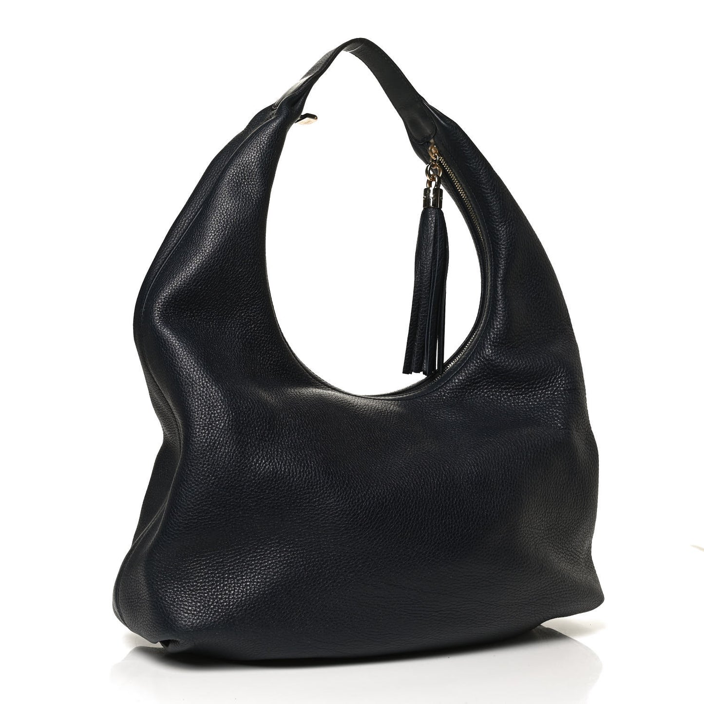 Pebbled Calfskin Large Soho Hobo Dark Blue