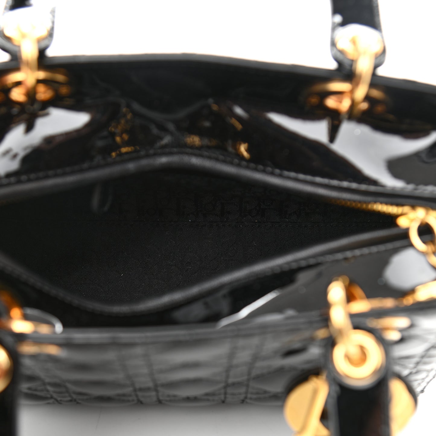 Patent Cannage Medium Lady Dior Black