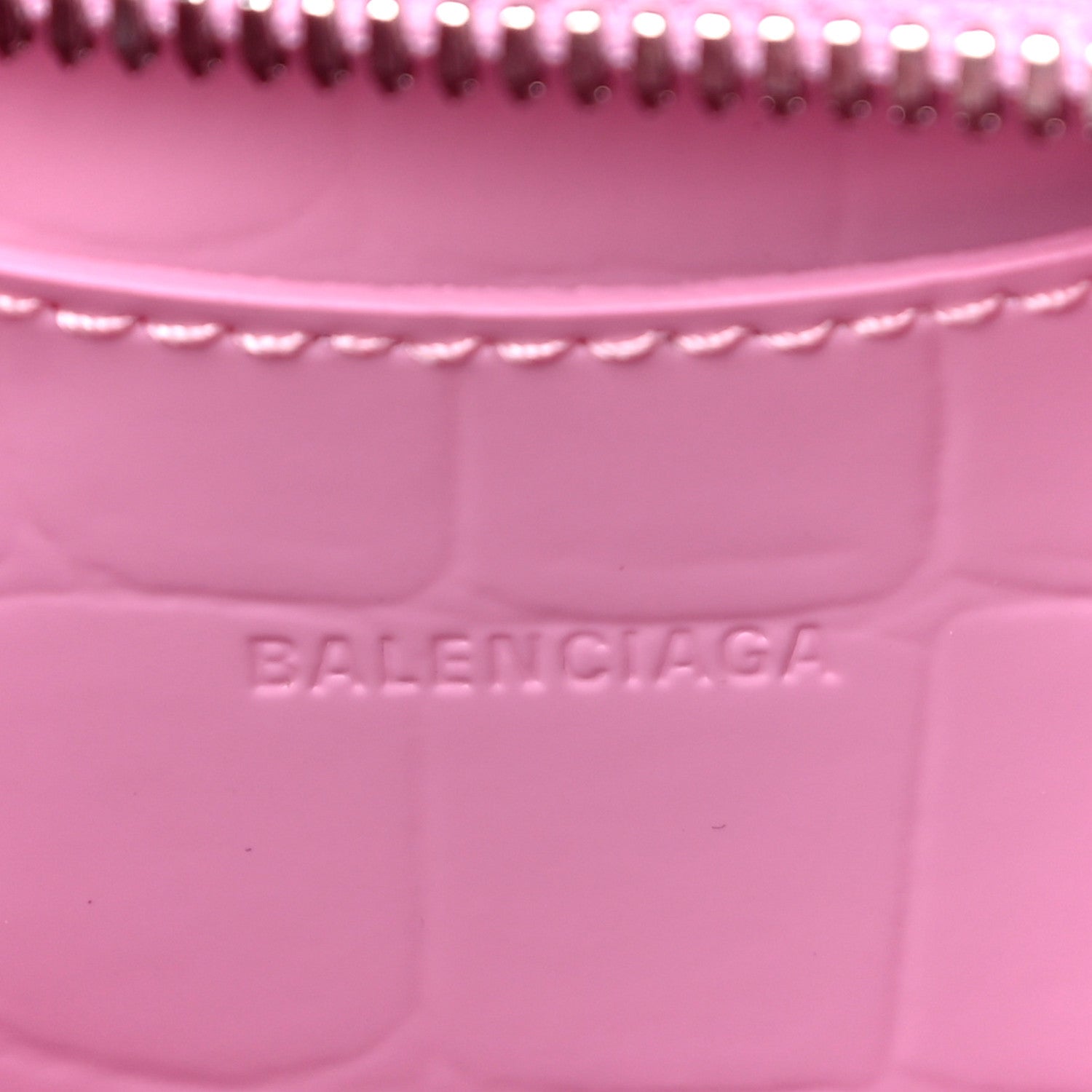 Balenciaga Semi Shiny Calfskin Crocodile Embossed Neo Classic Silver Hardware Mini City Pink 6 of 9