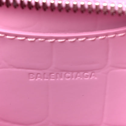 Balenciaga Semi Shiny Calfskin Crocodile Embossed Neo Classic Silver Hardware Mini City Pink 6 of 9