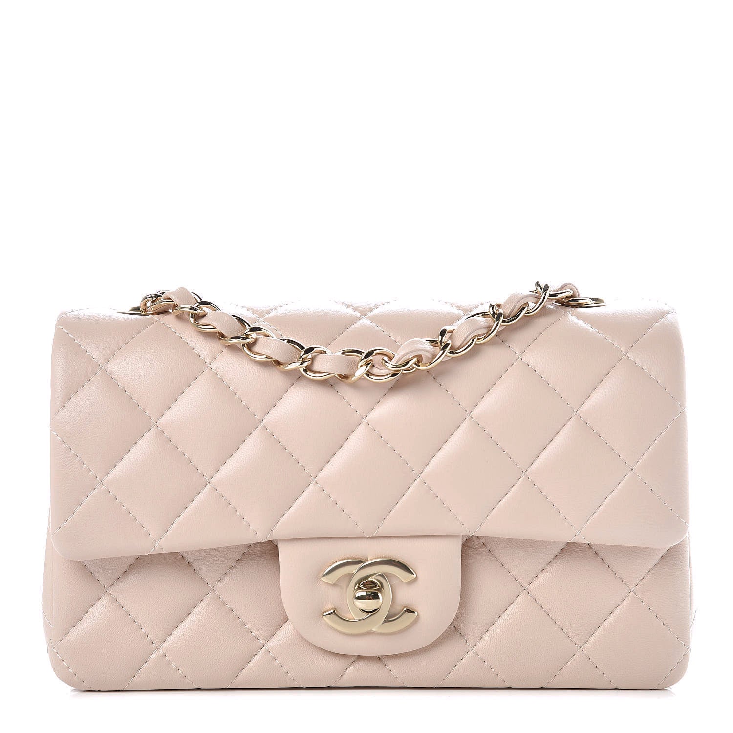 Chanel Lambskin Quilted Mini Rectangular Flap Light Beige 1 of 10