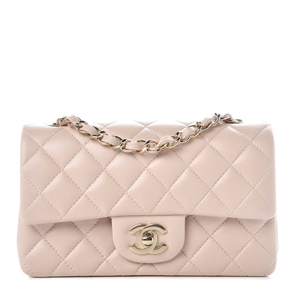 Chanel Lambskin Quilted Mini Rectangular Flap Light Beige 1 of 10