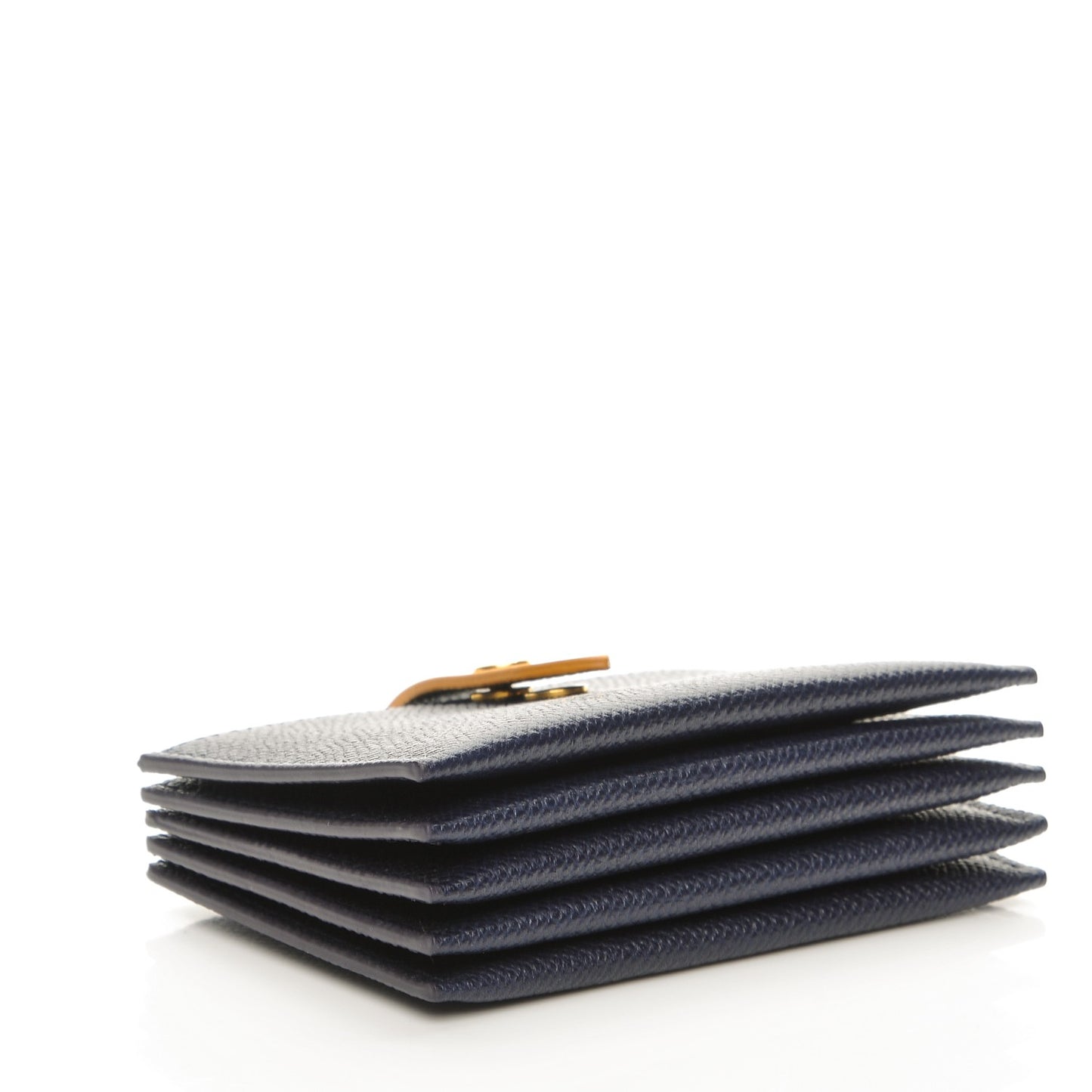 Grained Shiny Calfskin Accordion Card Holder Midnight