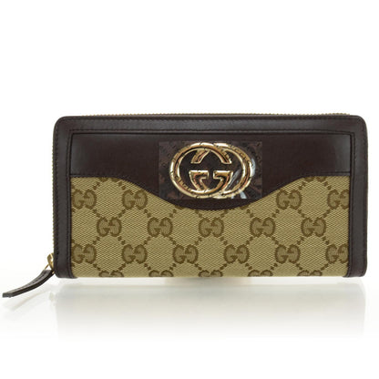 Gucci Monogram Margaux Calfskin Sukey Zip Around Wallet Beige Ebony Cocoa 1 of 7