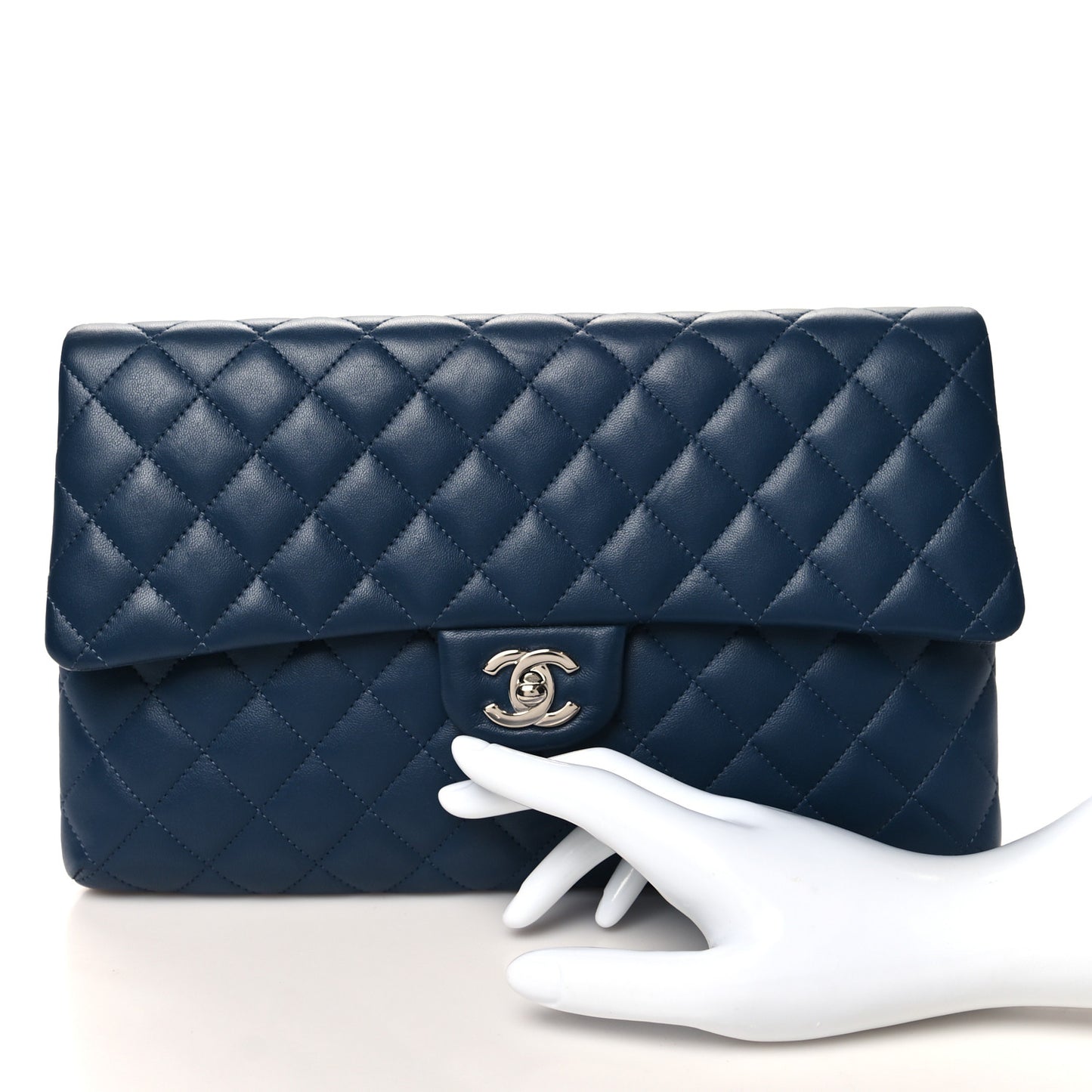Caviar Quilted Flap Clutch Navy