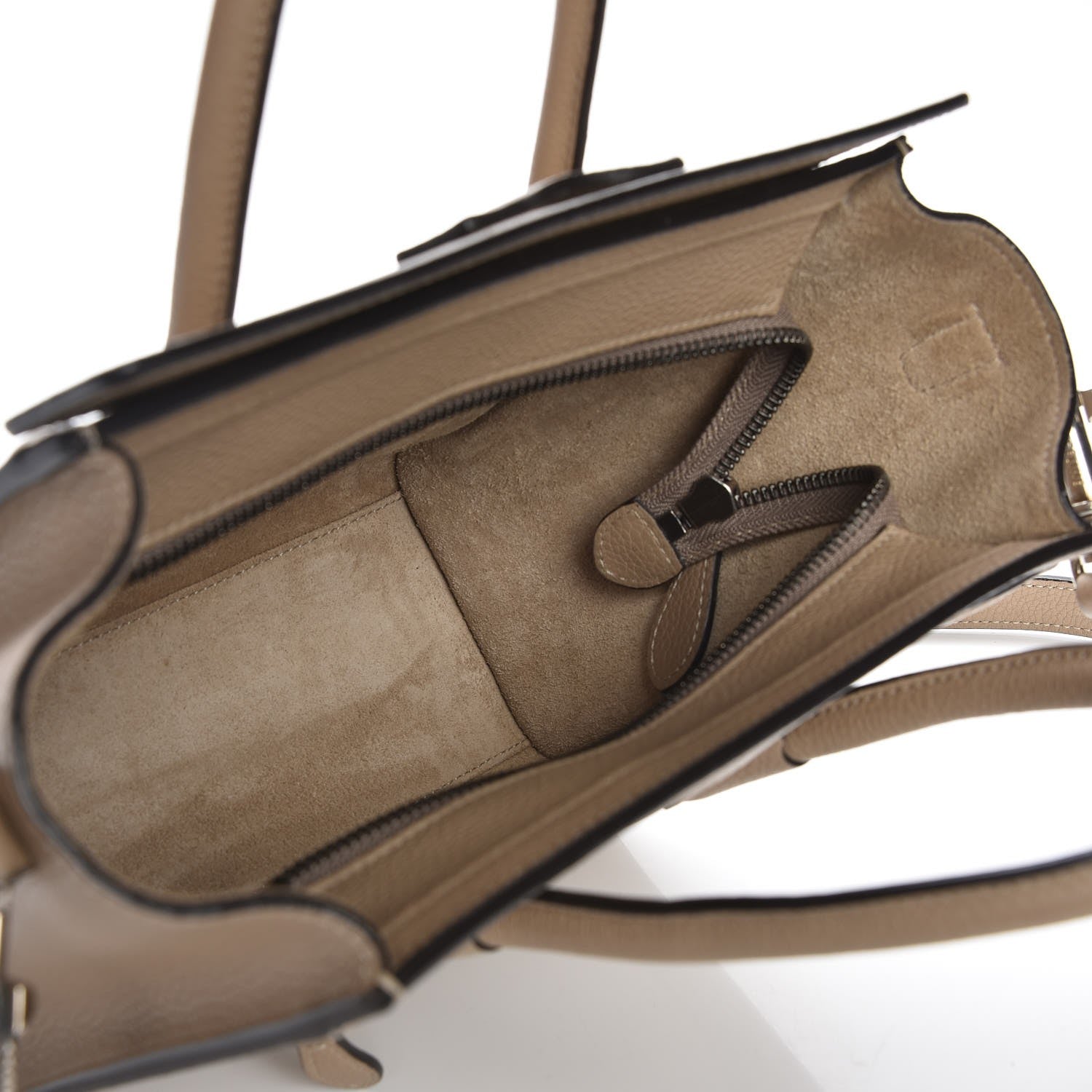 Celine Drummed Calfskin Nano Luggage Dune 5 of 8