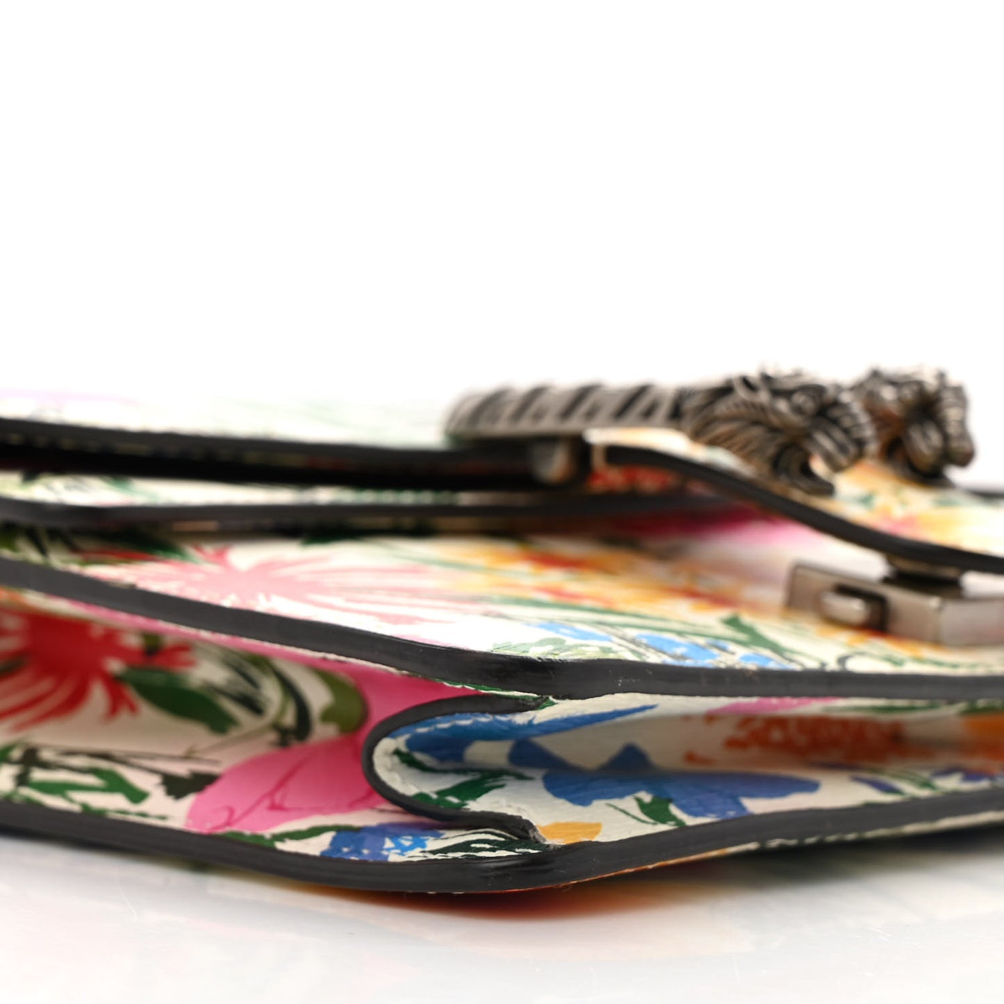 X KEN SCOTT Textured Calfskin Pomponica Print Mini Dionysus Shoulder Bag White Multicolor