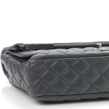 Chanel Lambskin Quilted Jumbo Multi Flap Bag Dark Grey 7 of 8