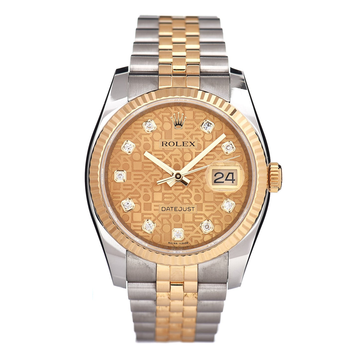 Stainless Steel 18K Yellow Gold Diamond 36mm Oyster Perpetual Datejust Watch Champagne Jubilee 116233
