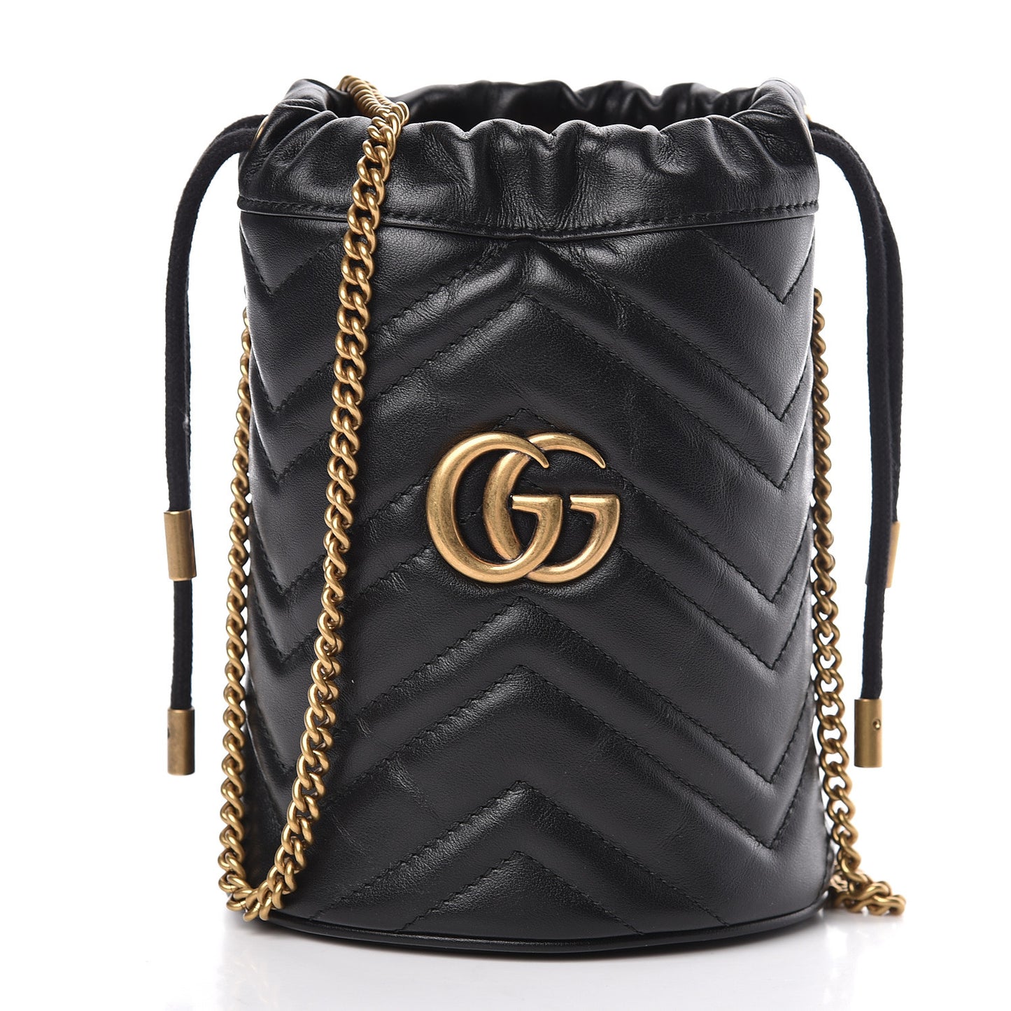 Calfskin Matelasse Mini GG Marmont 2.0 Bucket Bag Black