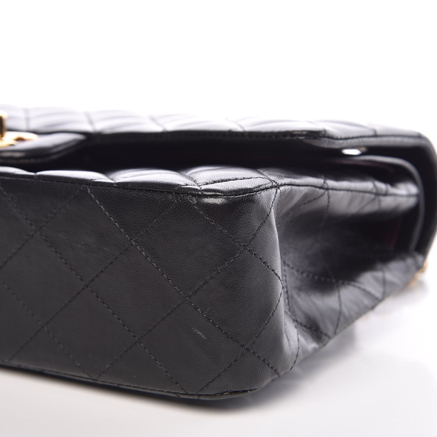Lambskin Quilted Medium Double Flap Black