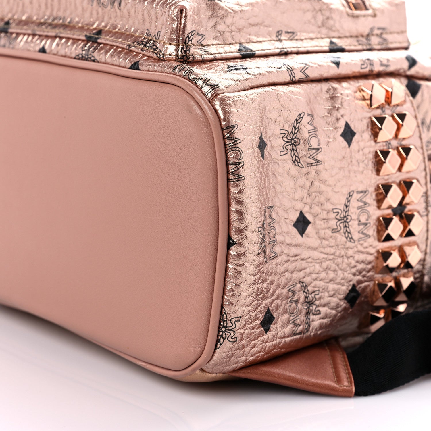 MCM Metallic Visetos Side Stud Mini Stark Backpack Champagne Gold 8 of 11