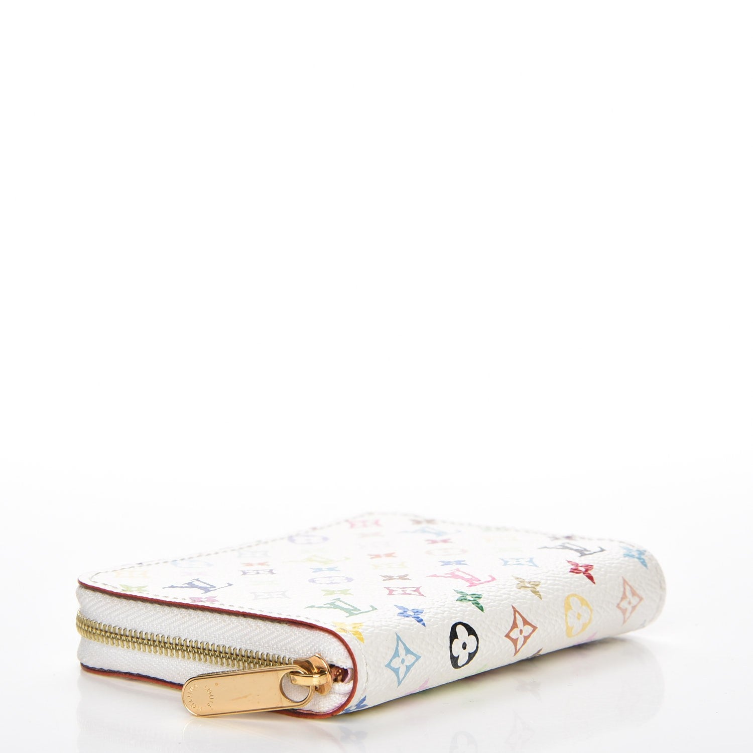 Louis Vuitton Monogram Multicolor Zippy Coin Purse Wallet White Litchi 4 of 7