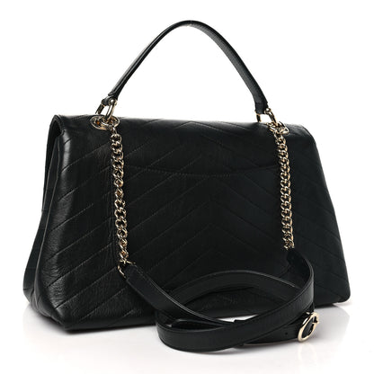 Chanel Grained Calfskin Small Chevron Chic Top Handle Flap Black 3 of 11