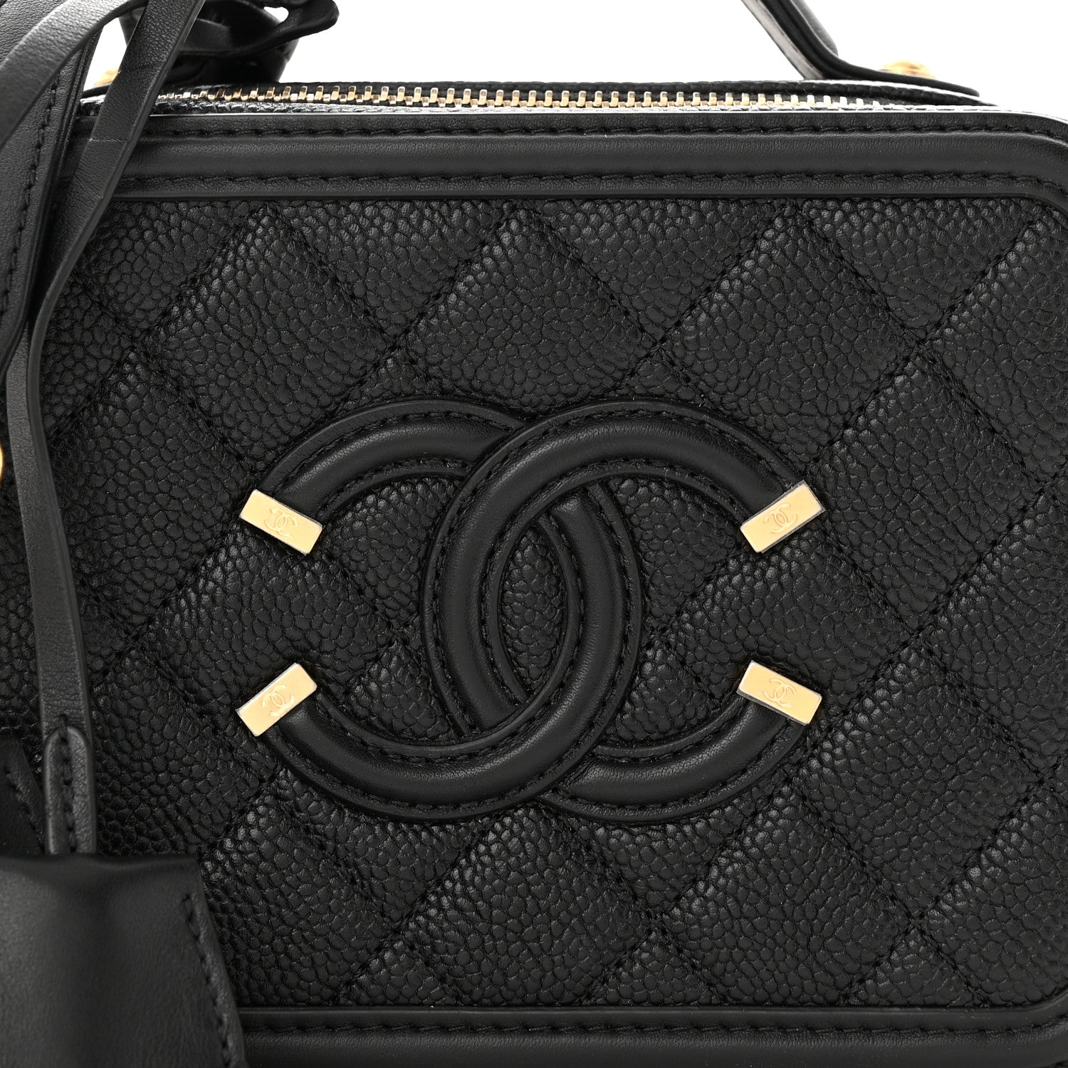 Chanel Caviar Quilted Small CC Filigree Vanity Case Black 8 of 11