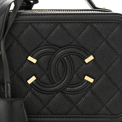 Chanel Caviar Quilted Small CC Filigree Vanity Case Black 8 of 11