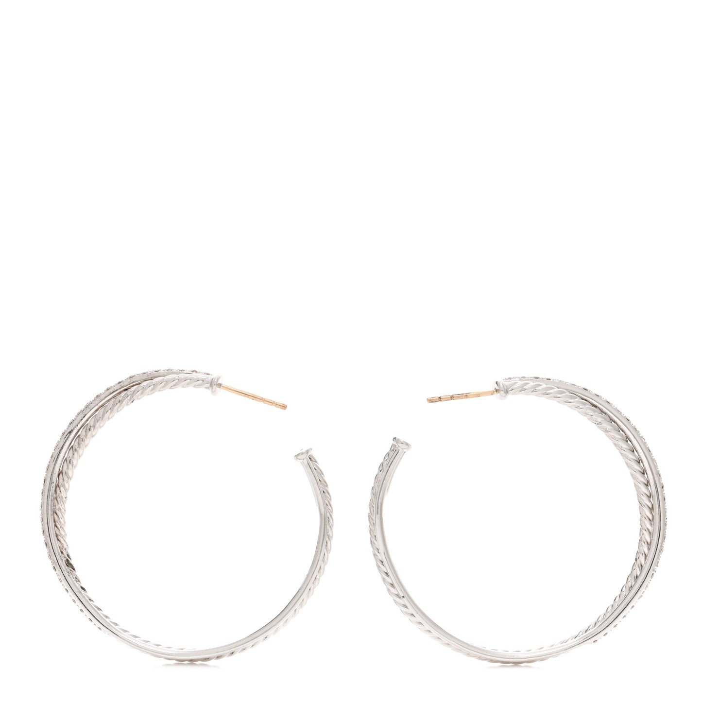 Sterling Silver Diamond Extra Large Crossover Hoop Earrings