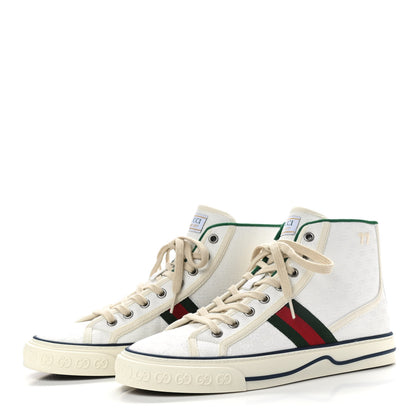 Gucci Jacquard Mini GG Monogram Web Womens 1977 Tennis High Top Sneakers 39 White 3 of 7