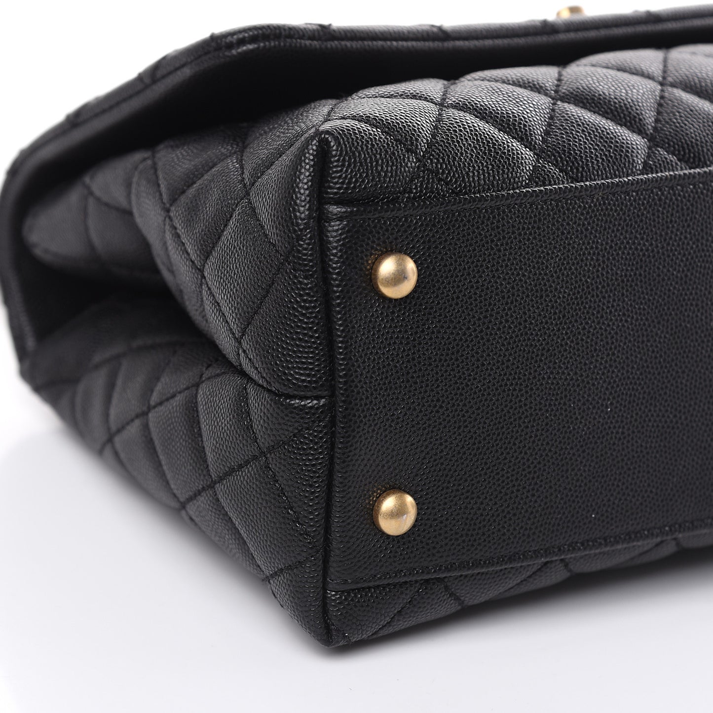 Caviar Lizard Embossed Quilted Small Coco Handle Flap Black