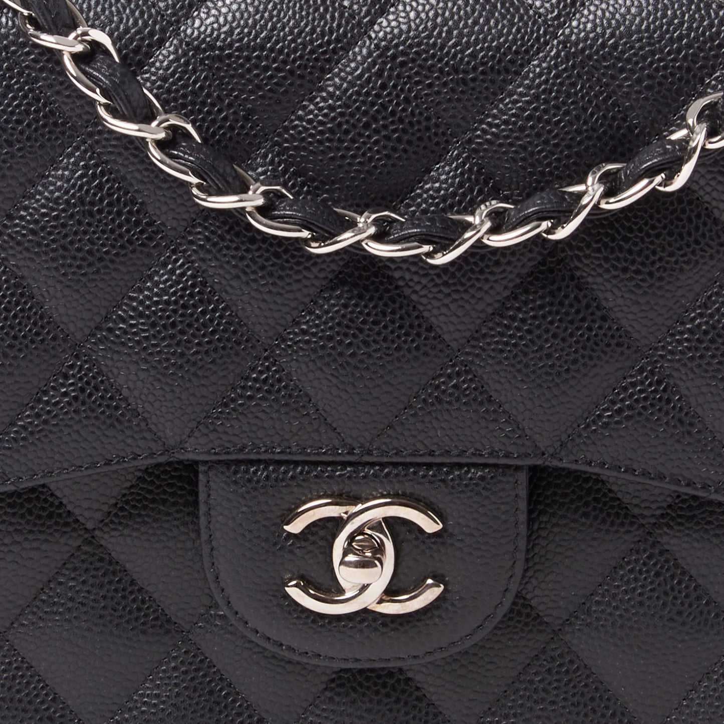Caviar Quilted Jumbo Double Flap Black