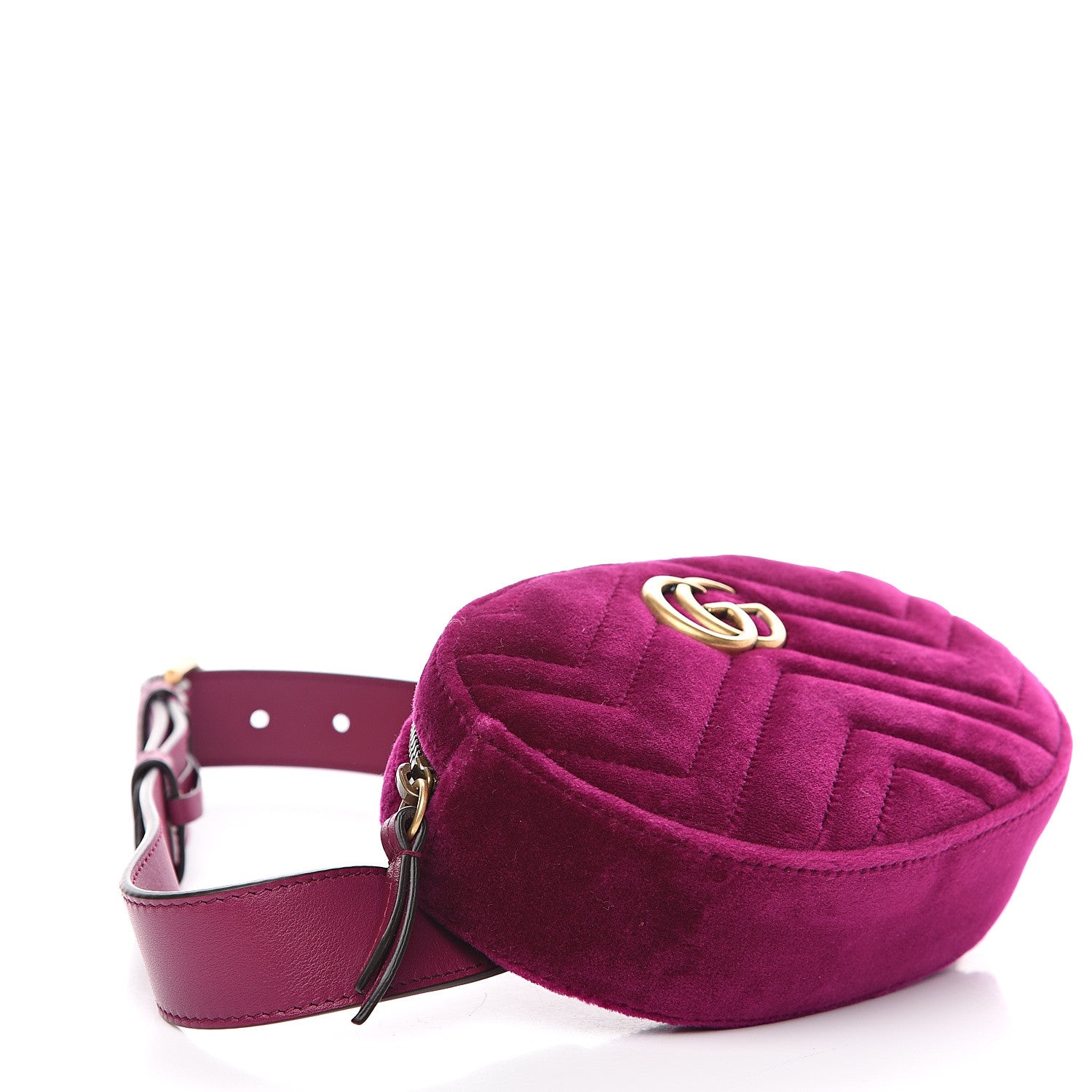 Gucci Velvet Matelasse GG Marmont Belt Bag 75 30 Fuchsia Violet Cyclamen 3 of 7