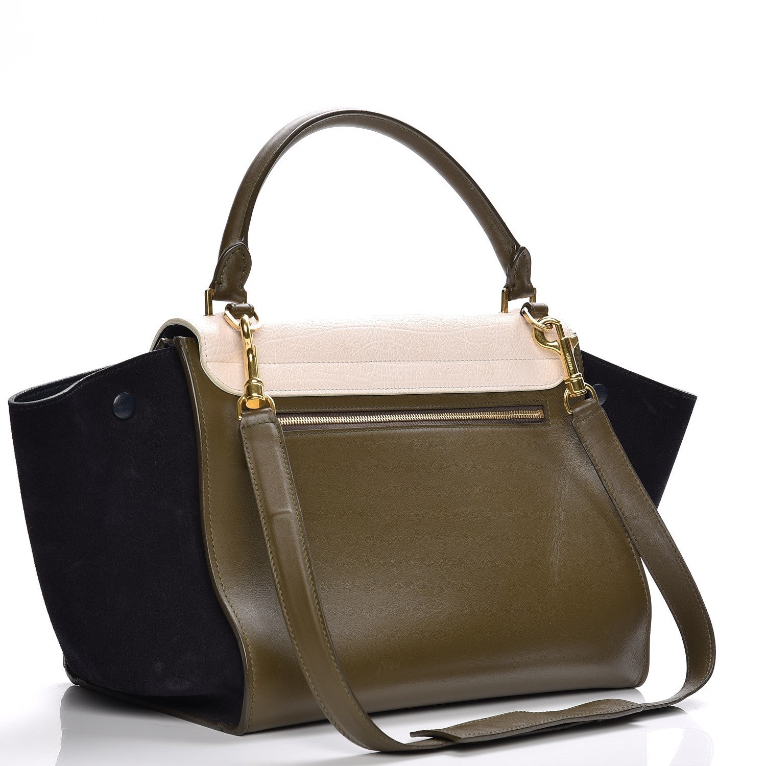 Celine Velluto Calfskin Suede Medium Tri-Color Trapeze 3 of 10