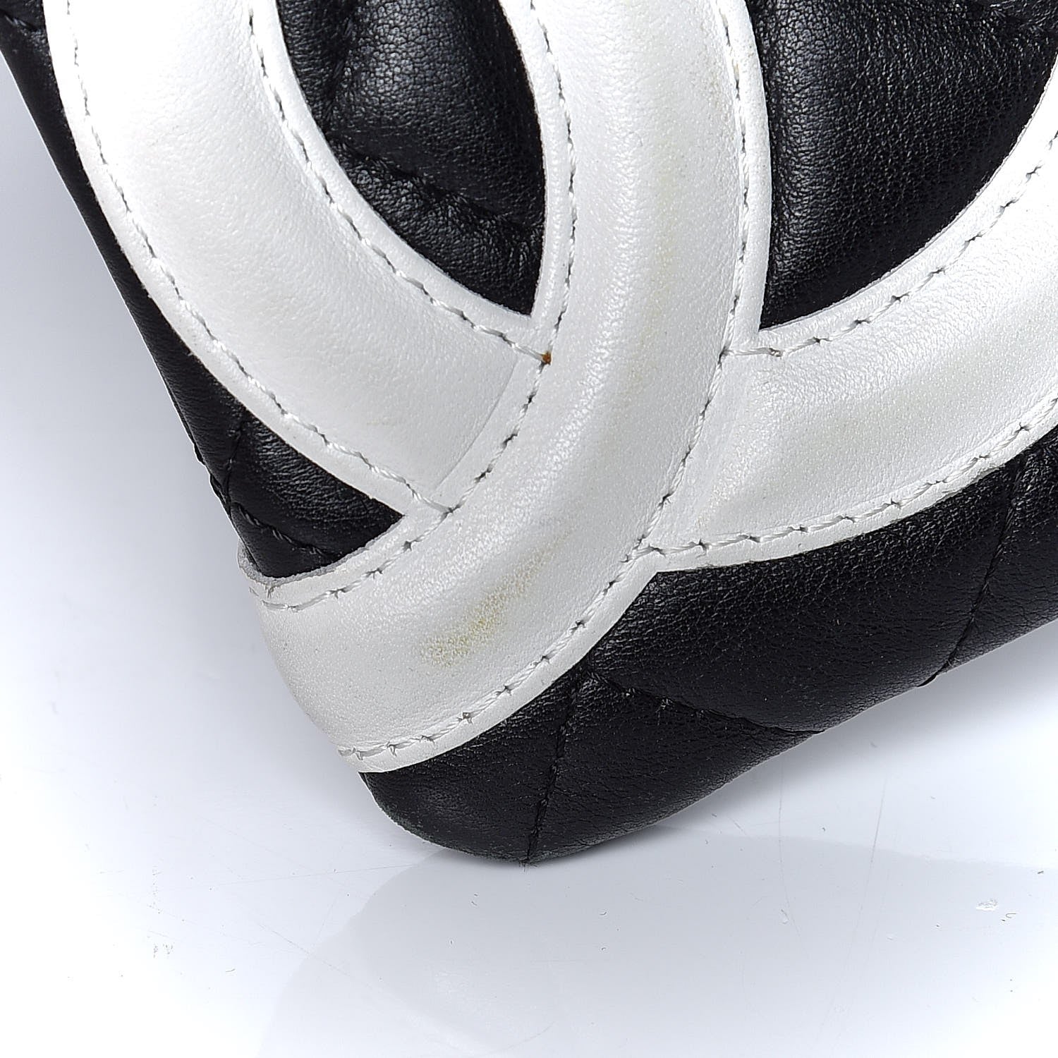 Chanel Calfskin Quilted Cambon Cosmetic Pouch Black White 9 of 12