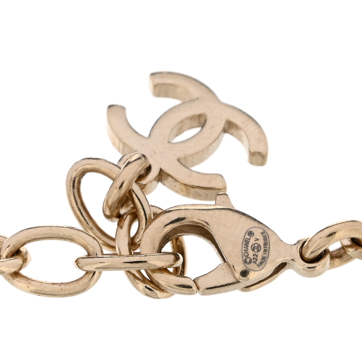 Pearl CC Chain Anklet Gold
