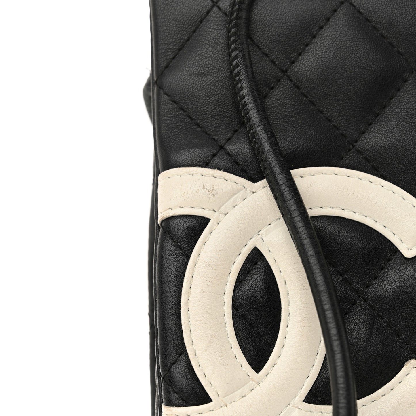 Calfskin Quilted Cambon Crossbody Messenger Black White