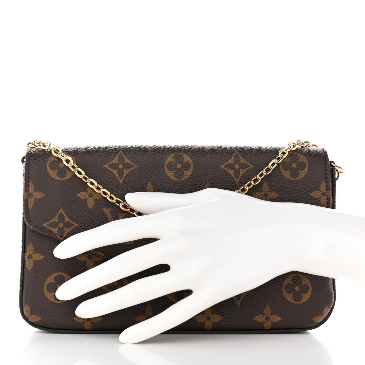 Monogram Pochette Felicie Chain Wallet Fuchsia