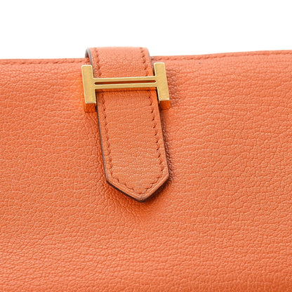 Hermes Chevre Mysore Bearn Gusset Wallet Orange 10 of 10