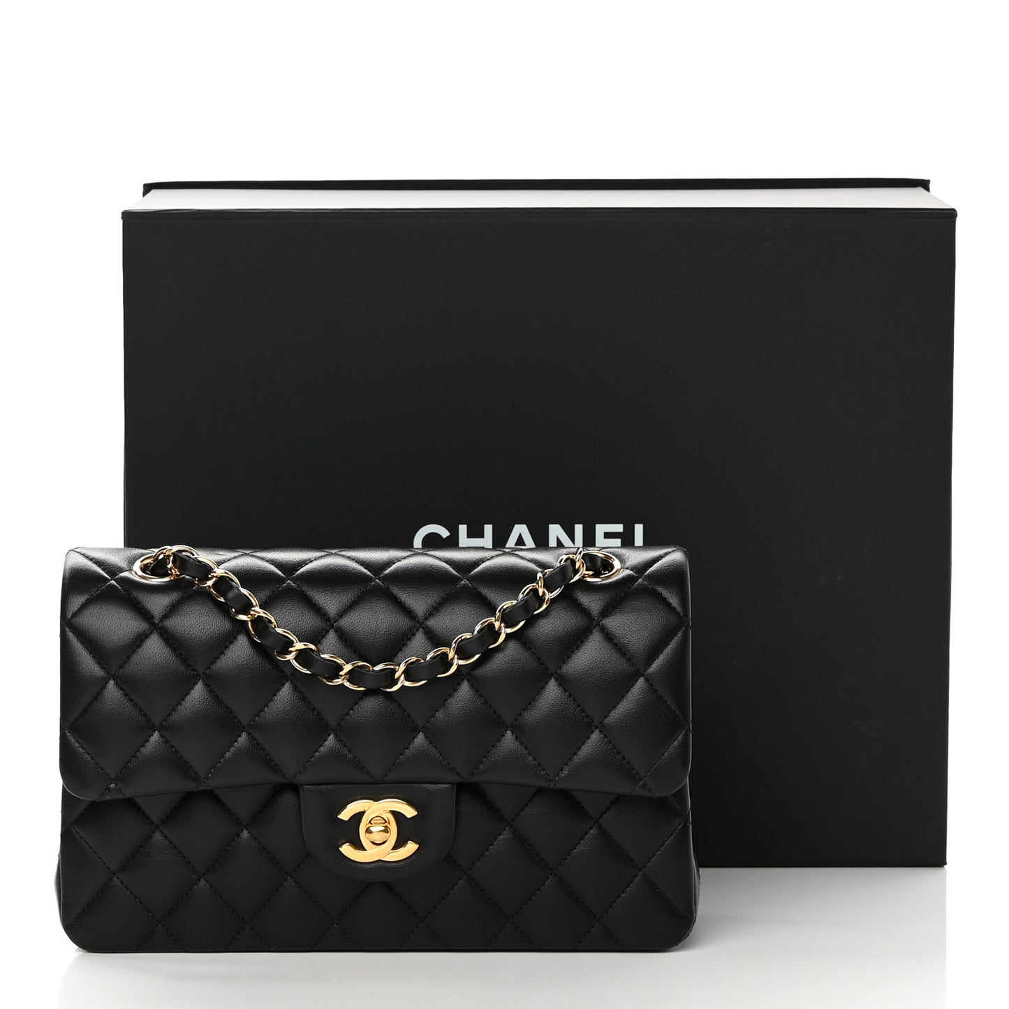 Lambskin Quilted Small Double Flap Black